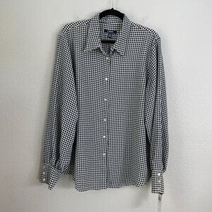 NEW $60 Chaps Womens Plus XXL Houndstooth Long Sleeve Blouse Shirt Top